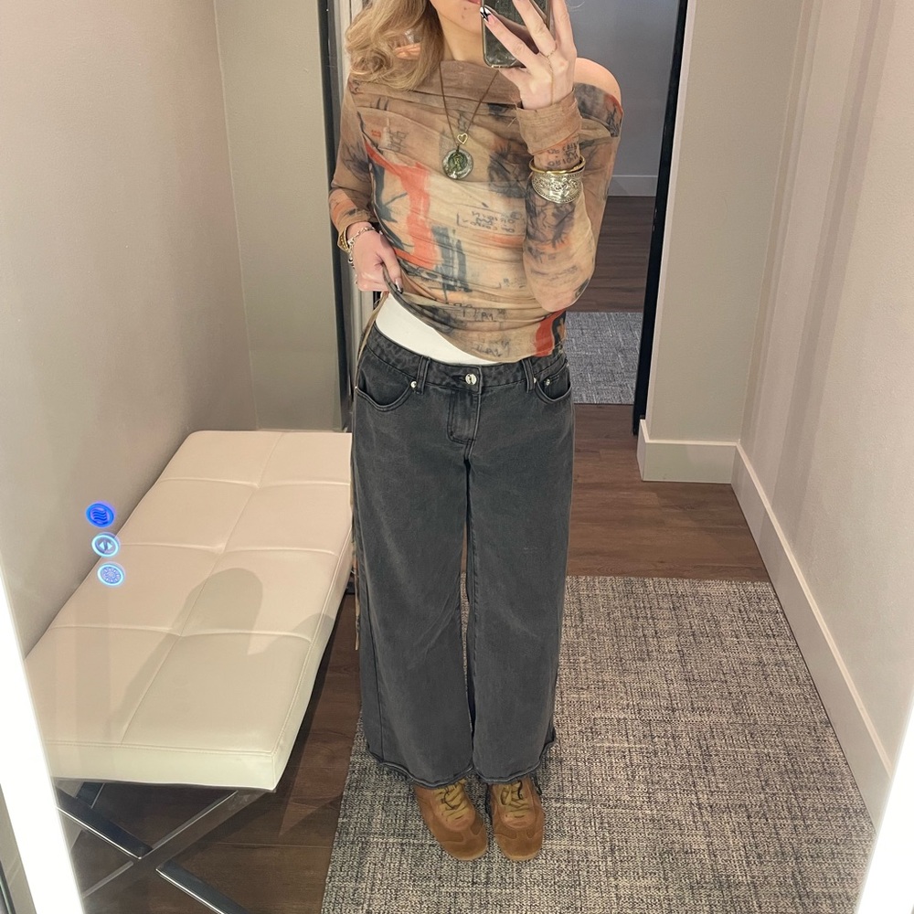 Wide-Leg Low Rise Black Edikted Jeans